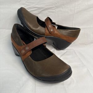 Merrell brown mocha athletic heeled Mary Janes leather shoes ladies womens 9